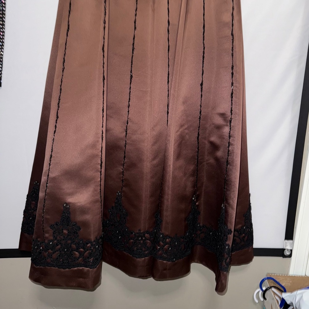 Vintage Dark Beaded Chocolate Donna Gray Formal Gown Evening Dress Floor‎ Length - Picture 11 of 13